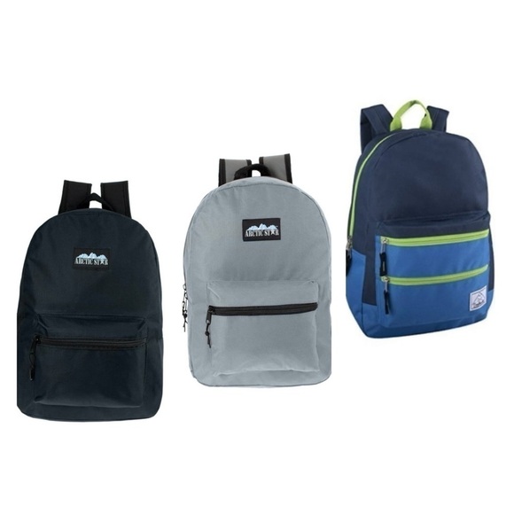 School backpack Multi-Color Adjustable Padded Shoulder Straps - Navy Blue 3 set - Picture 1 of 16